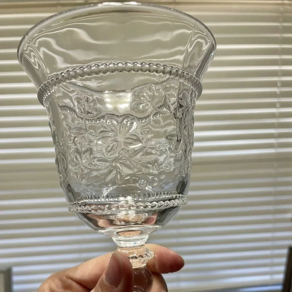 Temptations by Tara Old World 8 oz Water/Wine Goblets – Set of 4 Embossed NIB
